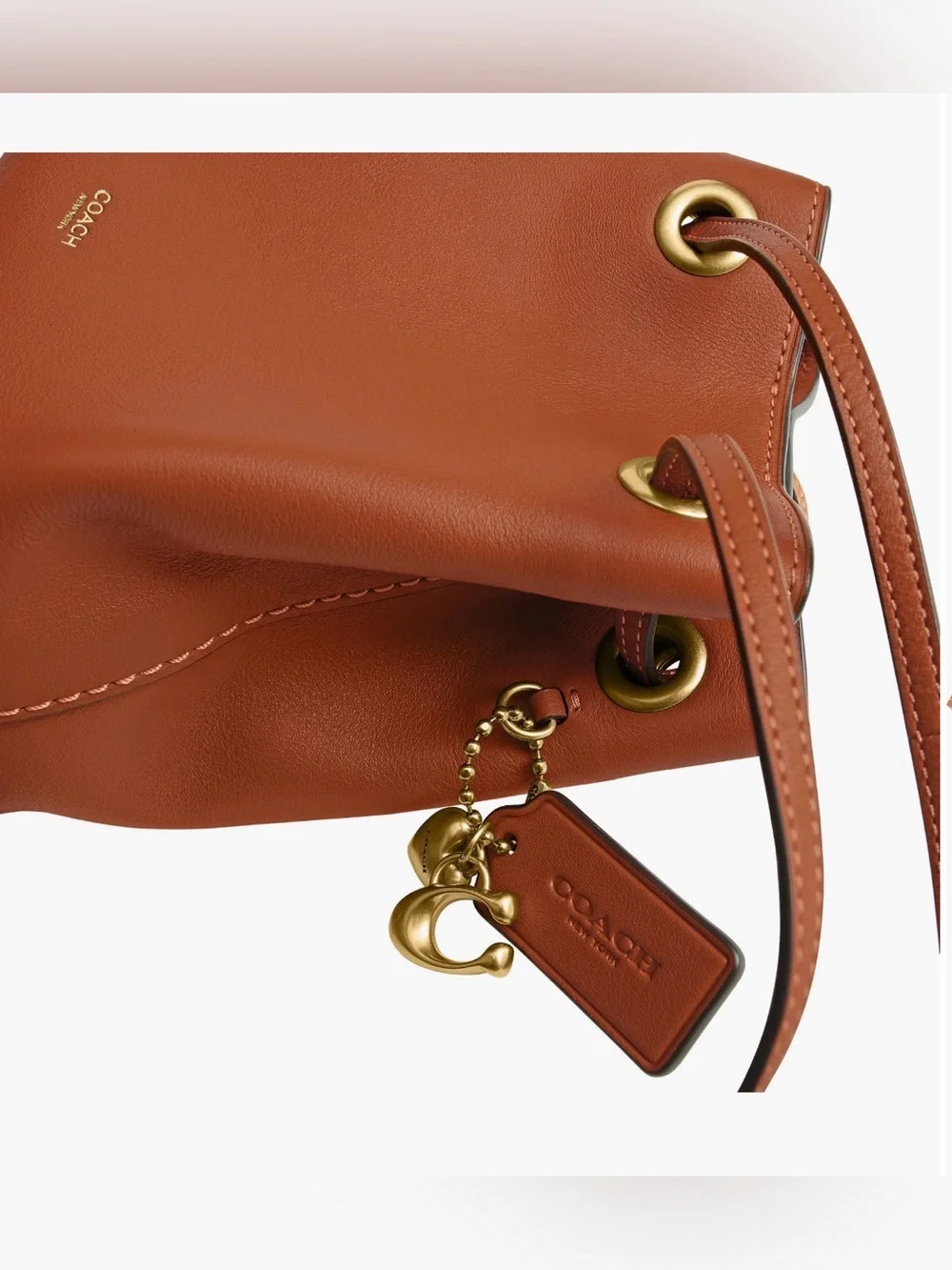 COACH Jade Drawstring Bucket Bag Amber Brown